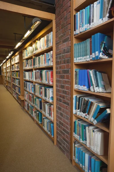 Row of bookshelves filled with books — Stock Photo, Image