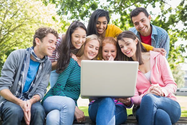 Studentów korzysta z laptopa w parku Zdjęcia Stockowe bez tantiem