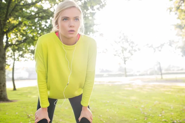 Active tired blonde catching her breath — Stock Photo, Image