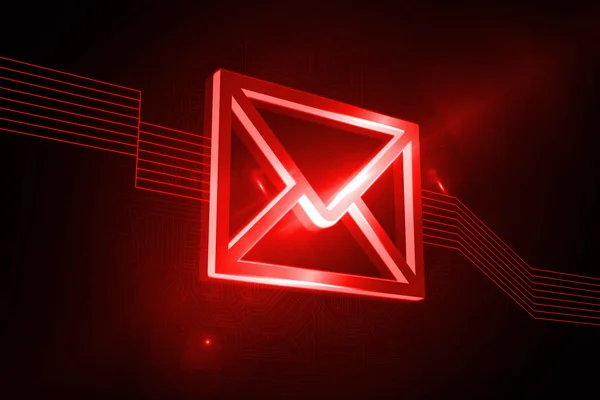 Shiny red envelope on black background — Stock Photo, Image