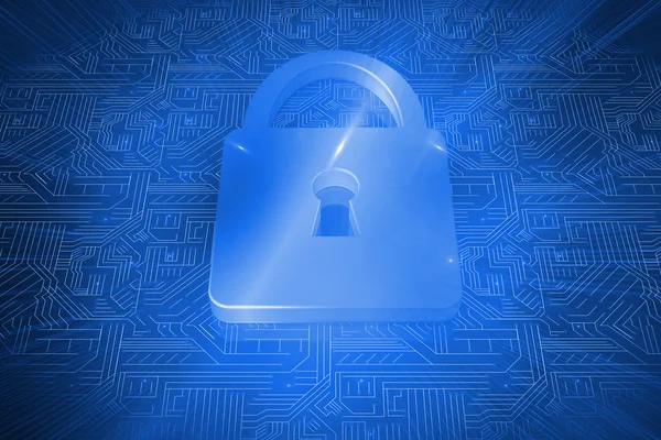 Lock on blue circuit background — Stock Photo, Image