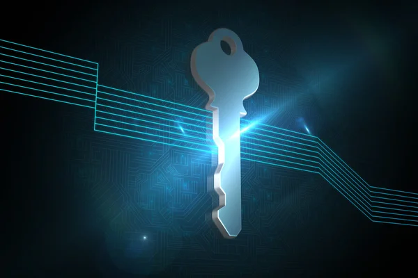 Glowing key on black background — Stock Photo, Image