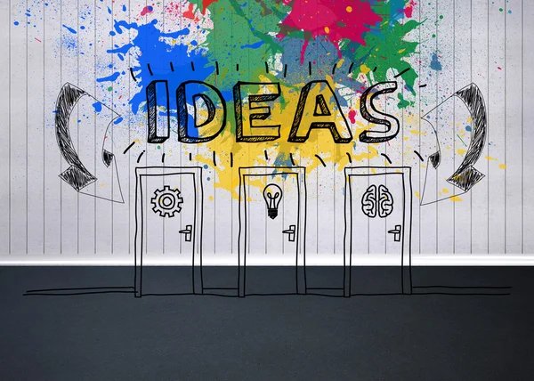 Colourful idea graphic in empty room — Stock Photo, Image