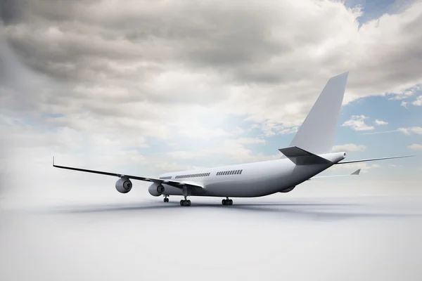 3D plane standing on white ground — Stock Photo, Image