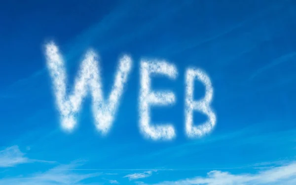 Web γραμμένο στα λευκά στον ουρανό — Φωτογραφία Αρχείου