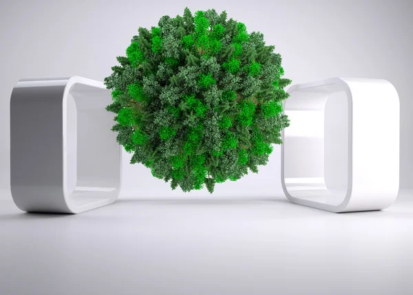 Green natural ball floating — Stock Photo, Image