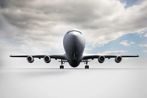 3D plane standing on white ground — Stock Photo, Image