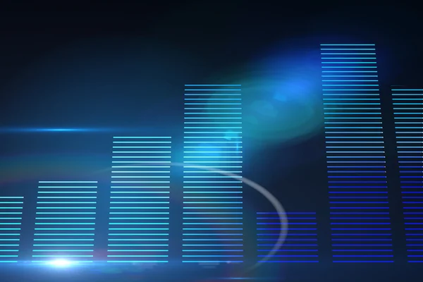 Glowing blue bar chart on black background — Stock Photo, Image