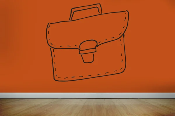 Drawn bag on orange wall — Stock Photo, Image