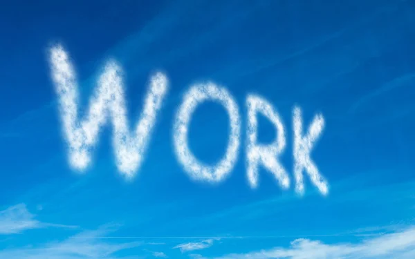 Work written in white in sky — Stock Photo, Image