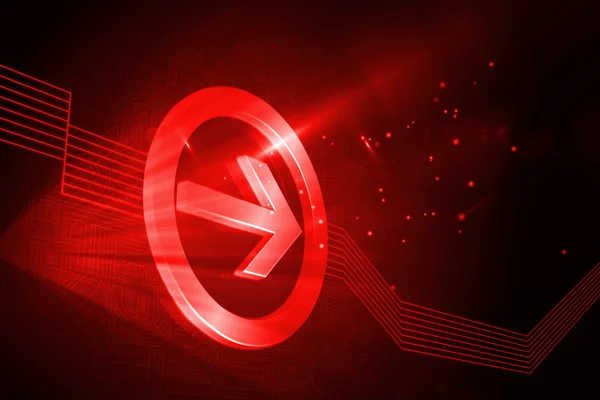 Shiny red arrow on black background — Stock Photo, Image