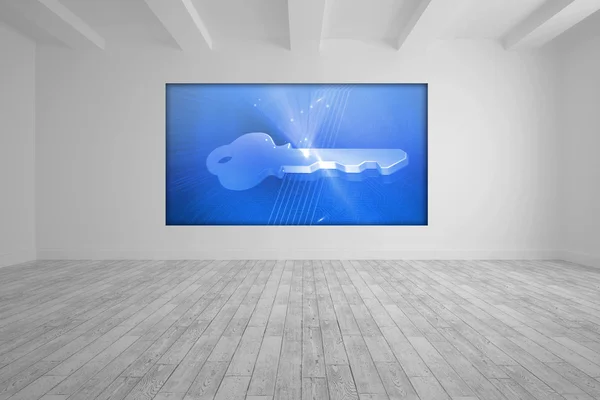 Fehér szobában, kék kép kulcs — Stock Fotó