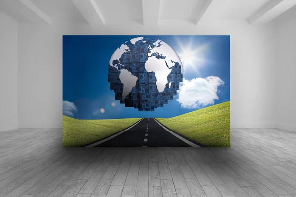 Room with futuristic picture of earth — Stock Photo, Image