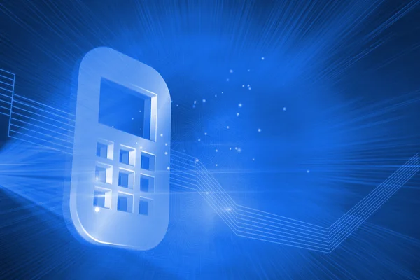 Shiny mobile phone on blue background — Stock Photo, Image