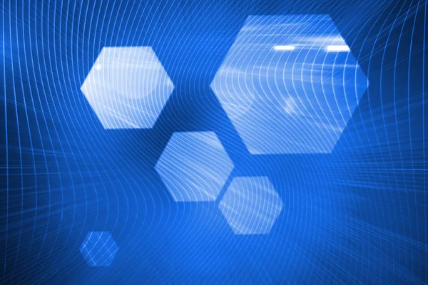 Hexagonal brillante sobre fondo azul — Foto de Stock