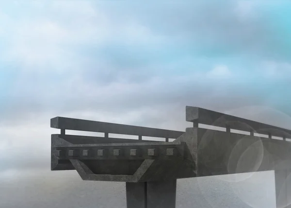 Half afgewerkte brug in lucht — Stockfoto