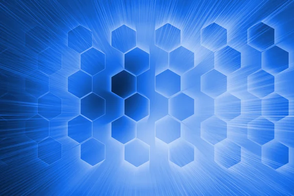 Hexagoner på blå bakgrund — Stock fotografie
