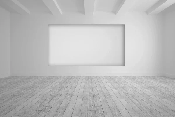Weißes Zimmer mit Bildschirm in der Wand — Stockfoto