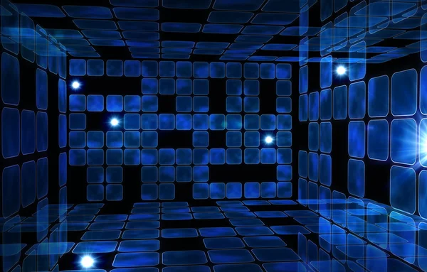 Room of shiny blue squares — Stock Photo, Image