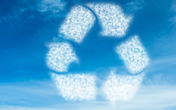 White recycling circle in sky — Stock Photo, Image