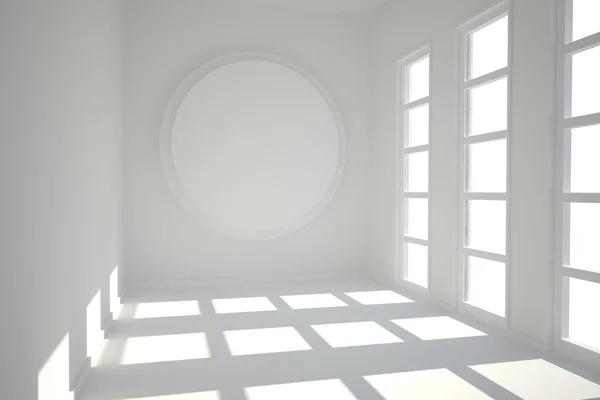 Chambre blanche avec cercle au mur — Photo