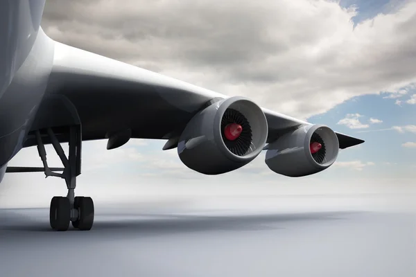3D самолет стоит на белой земле — стоковое фото
