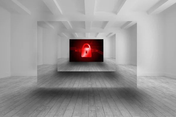 Room with picture of red lock — Stock Photo, Image