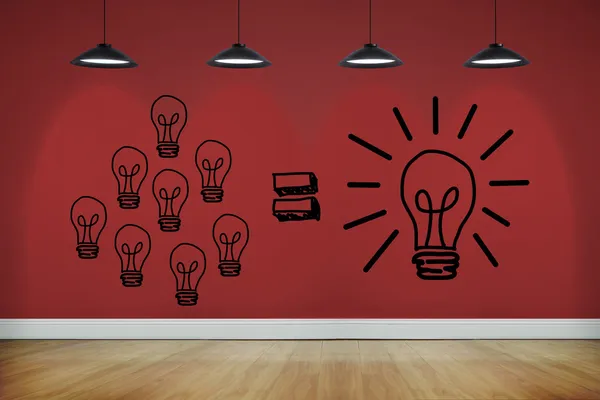 Light bulbs on red wall — Stock Photo, Image