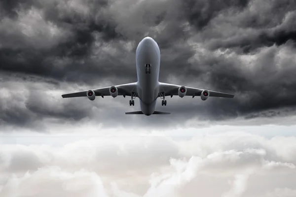 Avión 3D volando en el cielo — Foto de Stock