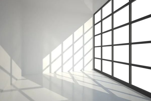 Vitt rum med många fönster — Stockfoto