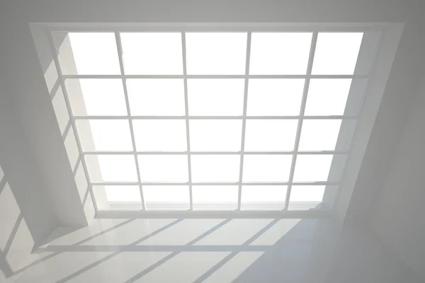 Bílý pokoj se spoustou windows — Stock fotografie