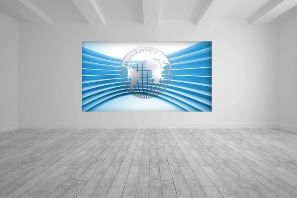 White room with abstract picture of globe — Stock Photo, Image