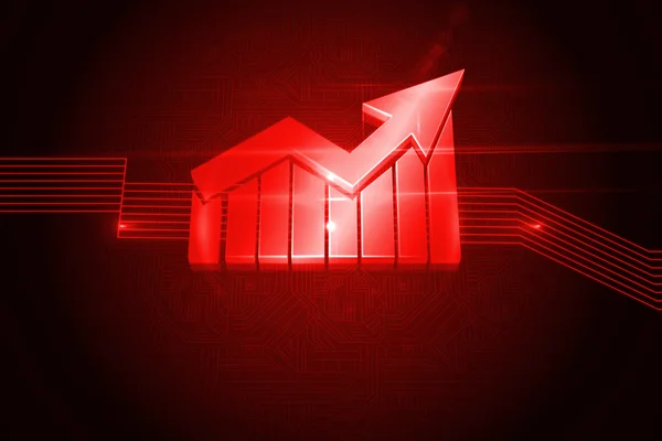 Glänsande röd statistik på svart bakgrund — Stockfoto