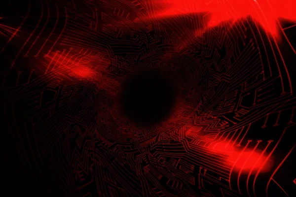 검은 배경에 빛나는 붉은 패턴 — 스톡 사진
