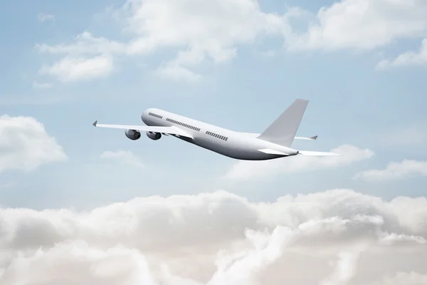 3D-Flugzeug fliegt in den Himmel — Stockfoto