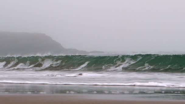 Mächtige Welle kracht auf den Strand — Stockvideo