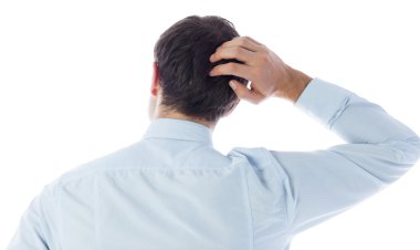Businessman scratching his head clipart
