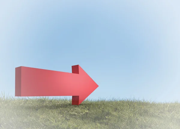 Rode pijl in een veld — Stockfoto
