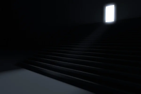Stegen som leder till ljuset i mörkret — Stockfoto