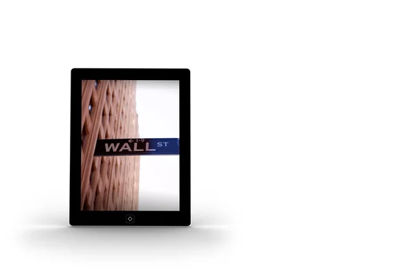 Wall street on tablet screen — Stock Photo, Image