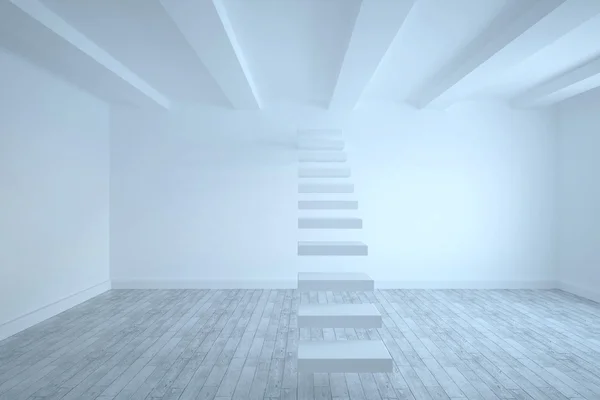Stappen in een witte kamer — Stockfoto