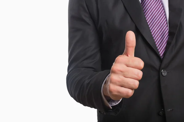 Close-up de um empresário gesticulando polegares para cima — Fotografia de Stock