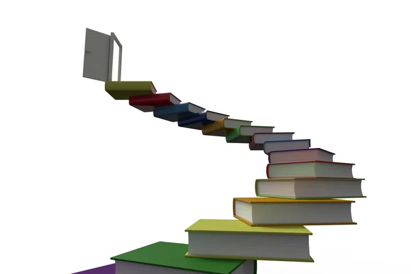 Steps made out of books with open door — Stock Photo, Image