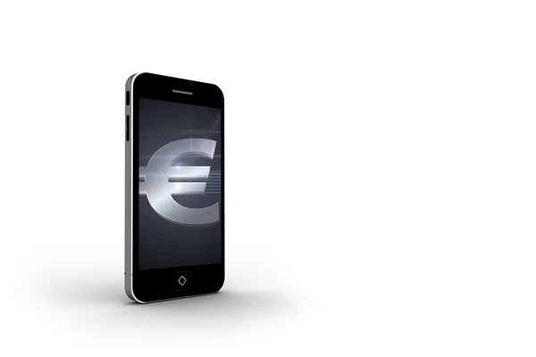 Euro sinal na tela do smartphone — Fotografia de Stock