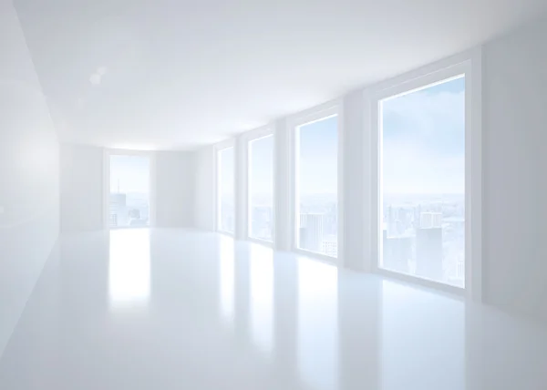 Bright white corridor with windows — Stock Photo, Image