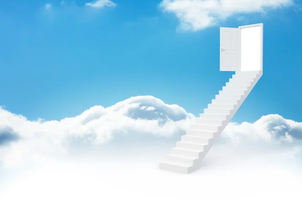 Steps leading to open door in the sky — Stock Photo, Image