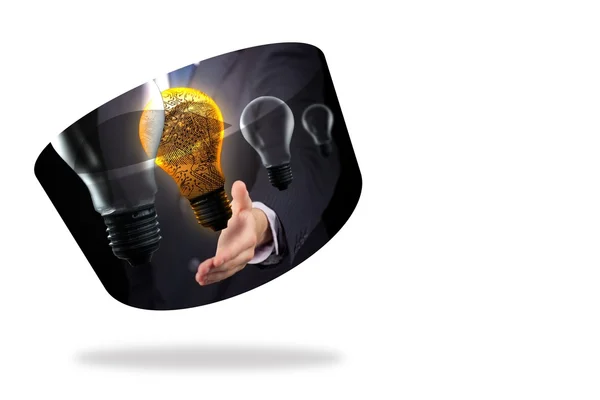 Light bulb graphic on abstract screen — Stock Photo, Image