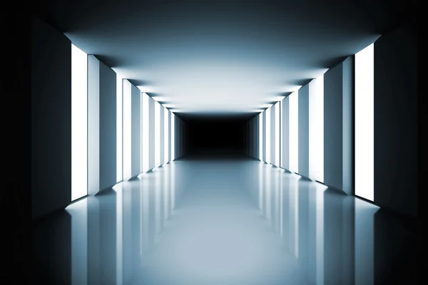 Iluminación hasta pasillo moderno negro —  Fotos de Stock