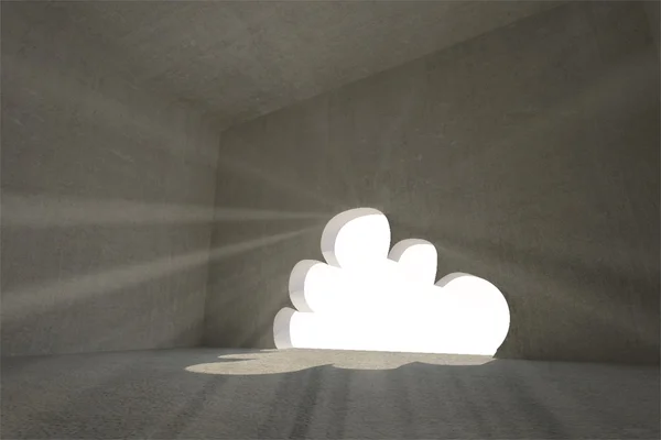 Grey room with cloud door — Stock Photo, Image