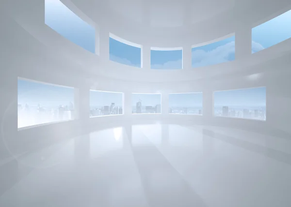 Светлая белая комната с окнами — стоковое фото